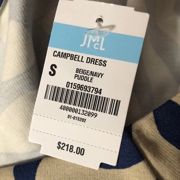 J. McLaughlin Campbell Dress NWT Ponte Dress Beige Navy Size Small - Picture 5 of 8